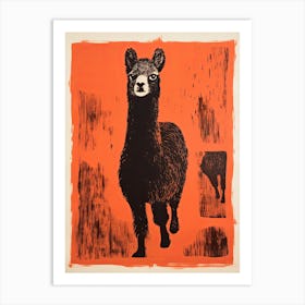 Alpaca, Woodblock Animal Drawing 2 Art Print