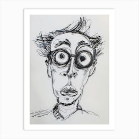 Face Of A Man With Glasses Art Print