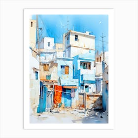 Blue Street Painting Art Print