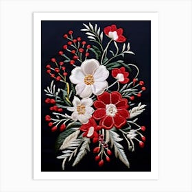 Embroidered Flowers 2 Art Print