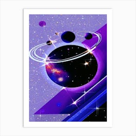 Solar System In Space Retro  Art Print