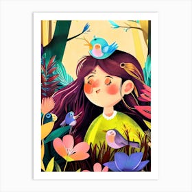 Luxmango Girl In Woods Water Colour Effect Art Print