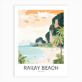 Railay Beach, Thailand Maximalist Travel Poster Vibrant Colour Art Print