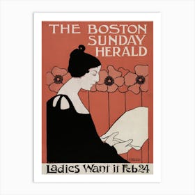 The Boston Sunday Herald Art Nouveau Poster Art Print