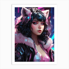 Anime Girl With Cat Ears Art Print