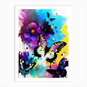 Colorful Butterflies And Flowers 1 Art Print