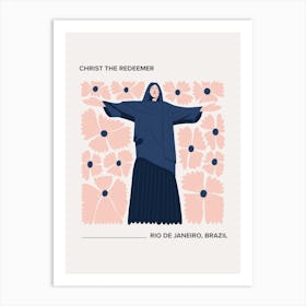 Christ The Redeemer   Rio De Janeiro, Brazil, Warm Colours Illustration Travel Poster 2 Art Print