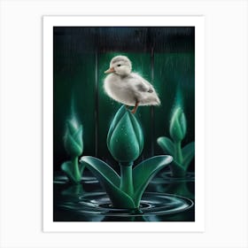 Duck In The Rain Art Print