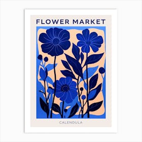 Blue Flower Market Poster Calendula 4 Art Print