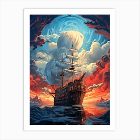 Pirate Ship In The Sky Art Print