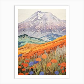 Mount St Helens United States 1 Colourful Mountain Illustration Art Print