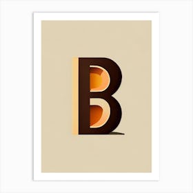B  Letter, Alphabet Retro Minimal 4 Art Print