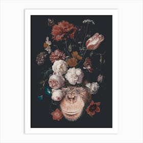 Monkey With Flowers Art Print