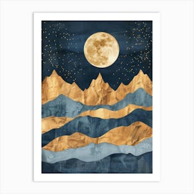 Moonlight Over Mountains 3 Art Print