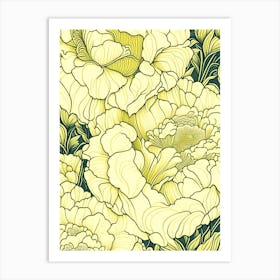 Close Up Of Peonies Yellow 1 Drawing Art Print