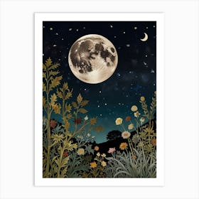 Moonlight In The Meadow Style William Morris 1 Art Print 1 Art Print