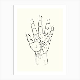 Tarot Card Hand Monoline Hand Drawing Aesthetic Illustration Art Print