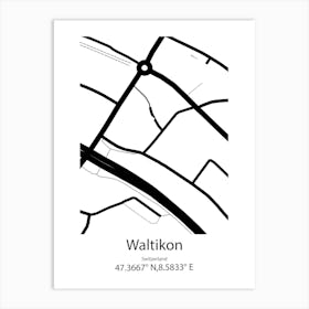 Waltikon,Switzerland Minimalist Map Art Print