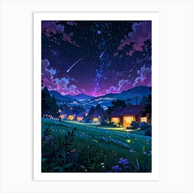 Anime City At Night aesthetic Art Print