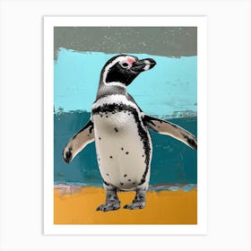 Galapagos Penguin St Andrews Bay Colour Block Painting 4 Art Print