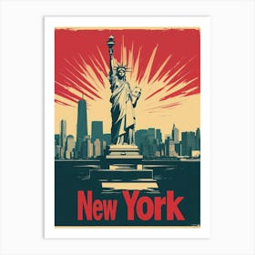 Aihrgdesign A Retro Travel Poster For New York Featuring The 5 Art Print