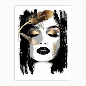 Gold Feathered Woman Art Print