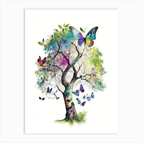 Butterfly In Tree Decoupage 2 Art Print