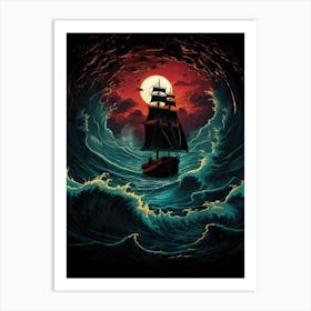 Ship In The Storm Art Print