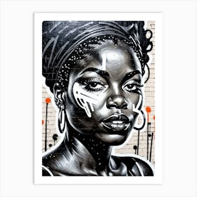 Vintage Graffiti Mural Of Beautiful Black Woman 165 Art Print