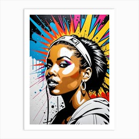 Graffiti Mural Of Beautiful Hip Hop Girl 7 Art Print