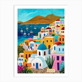 Kitsch Colourful Mykonos 4 Art Print