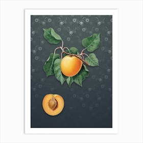 Vintage German Apricot Botanical on Slate Gray Pattern n.0026 Art Print