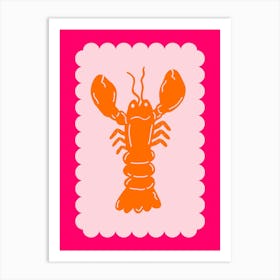 Lobster Scallop Orange On Pink Art Print