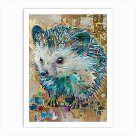Baby Hedgehog Gold Effect Collage 3 Art Print