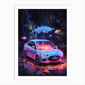 Car With Fishes Art Print