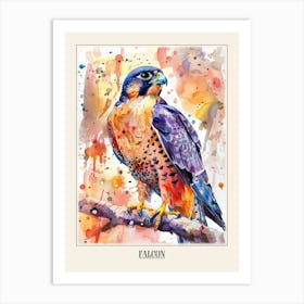 Falcon Colourful Watercolour 4 Poster Art Print