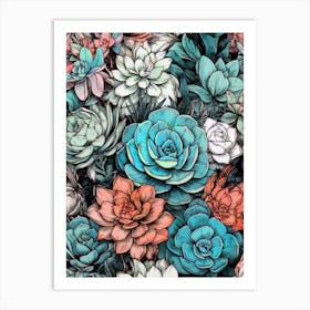 Succulents and cacti nature botany art 1 Art Print