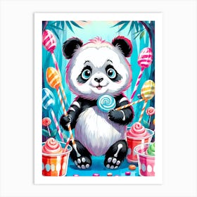 Cute Skeleton Panda Halloween Painting (28) Art Print