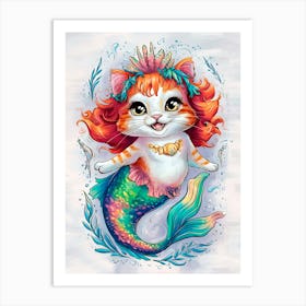 Mermaid Cat 4 Art Print