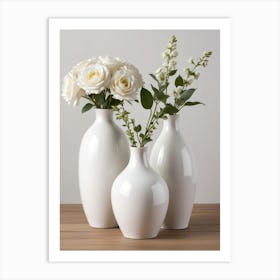 Three White Vases Art Print