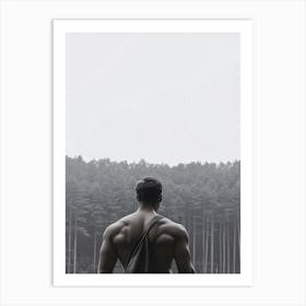 Back View Of A Man In The Forest Art Print