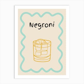 Negroni Doodle Poster Teal & Orange Art Print