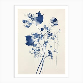 Blue Botanical Lily Of The Valley Art Print