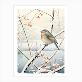 Winter Bird Painting Sparrow 2 Art Print