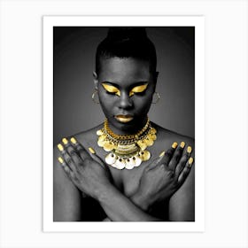 African Woman With Gold Jewelry Art Print