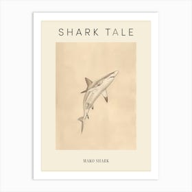 Mako Shark Vintage Illustration 3 Poster Art Print