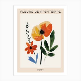 Spring Floral French Poster  Poppy 1 Art Print