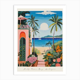 Poster Of Half Moon Bay, Antigua, Matisse And Rousseau Style 4 Art Print