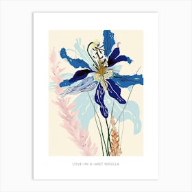 Colourful Flower Illustration Poster Love In A Mist Nigella 3 Art Print