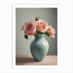 A Vase Of Pink Roses 89 Art Print